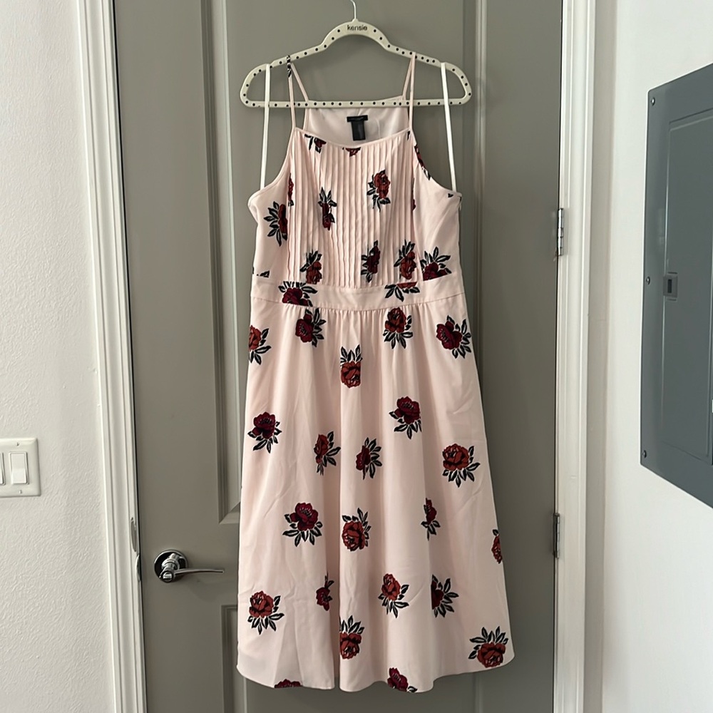 Ann Taylor Factory Halter Pink Floral Sundress Size 14